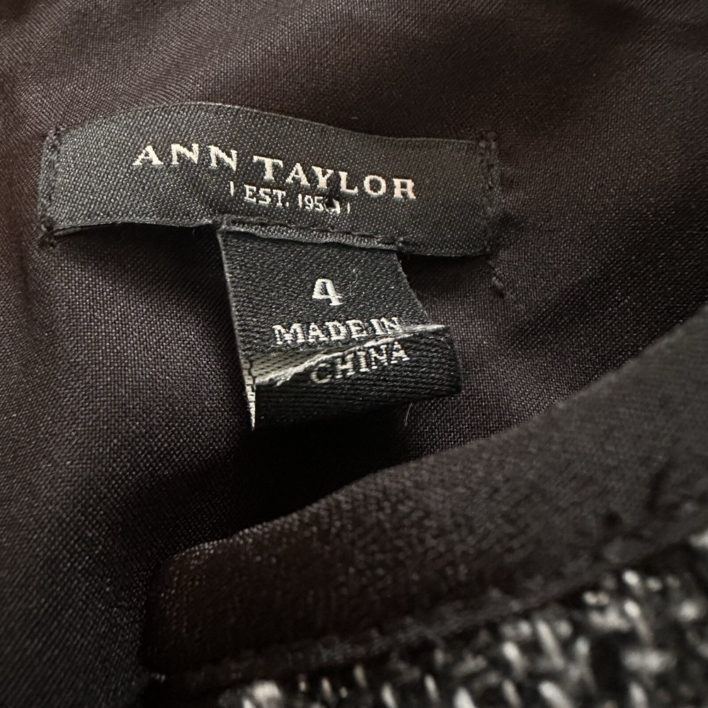 Ann Taylor Sheath Dress Black Gray Size 4 Wedding Party Business Classic Elegant - Picture 13 of 16
